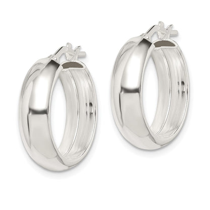 Sterling Silver Polished 6mm Round Hoop Earrings