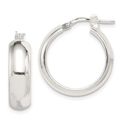 Sterling Silver Polished 6mm Round Hoop Earrings