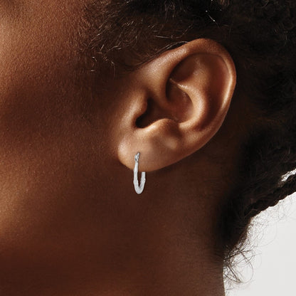 Sterling Silver Rhodium-Plated Heart Textured Hollow Hoop Earrings