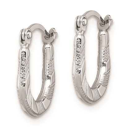Sterling Silver Rhodium-Plated Diamond-Cut Hoop Earrings
