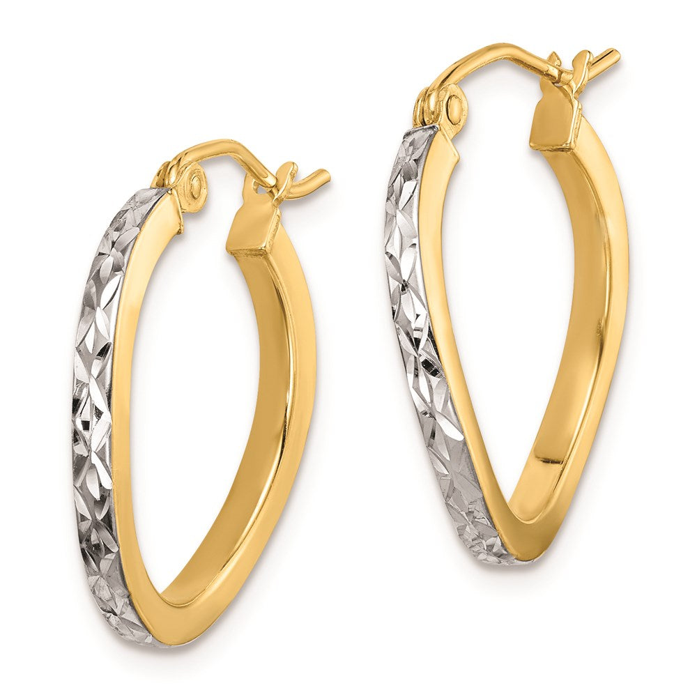 Sterling Silver Rhod-Plated Vermeil Diamond-Cut 2.5mm Curved Hoop Earrings