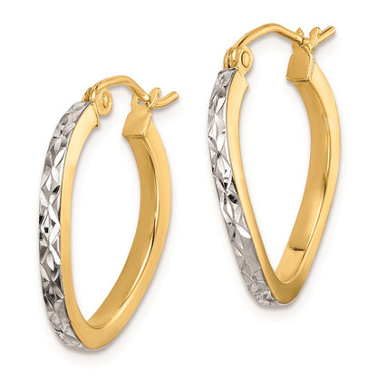 Sterling Silver Rhod-Plated Vermeil Diamond-Cut 2.5mm Curved Hoop Earrings