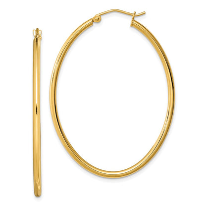 Sterling Silver Gold-Plated Oval 2mm Hollow Hoop Earrings