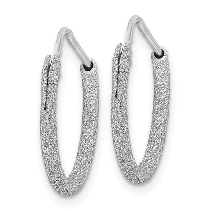 Sterling Silver Rhodium-Plated Laser Cut 2mm Endless Hoop Earrings