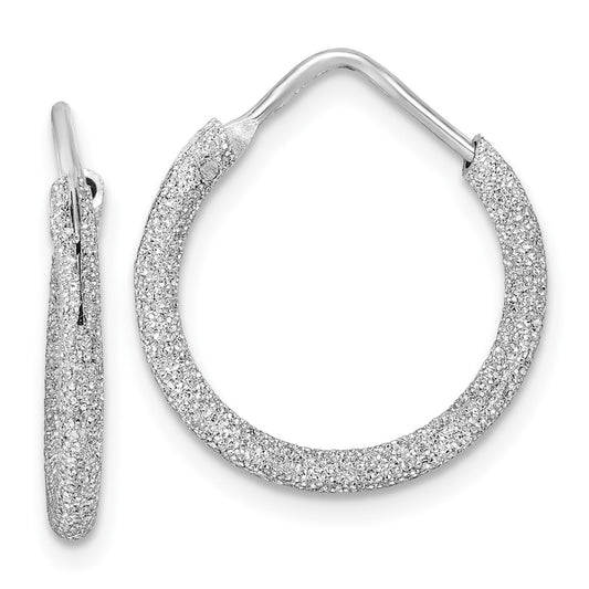 Sterling Silver Rhodium-Plated Laser Cut 2mm Endless Hoop Earrings