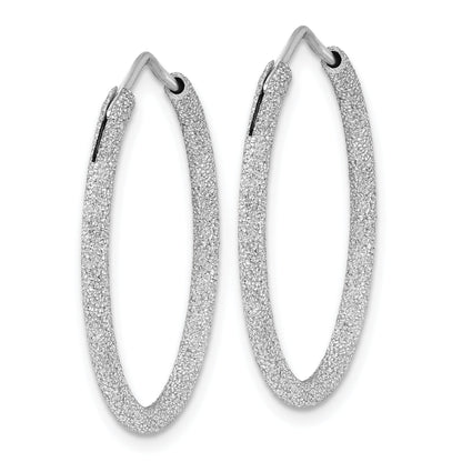 Sterling Silver Rhodium-Plated Laser Cut 2mm Endless Hoop Earrings