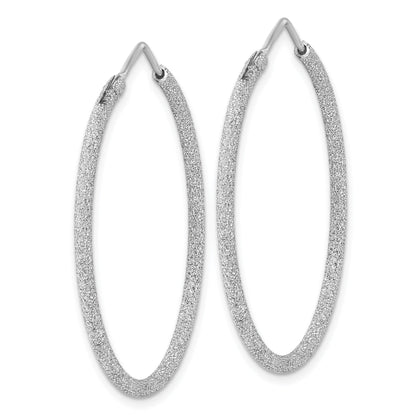 Sterling Silver Rhodium-Plated Laser Cut 2mm Endless Hoop Earrings