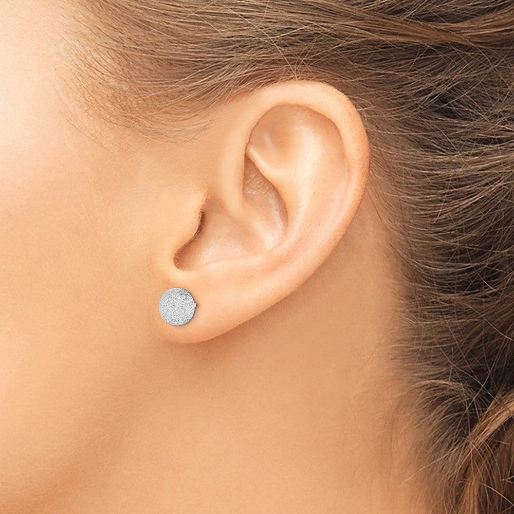 Sterling Silver Rhodium-Plated 8mm Satin Finish Post Earrings