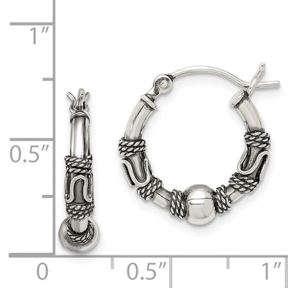 Sterling Silver Antiqued Hoop Earrings