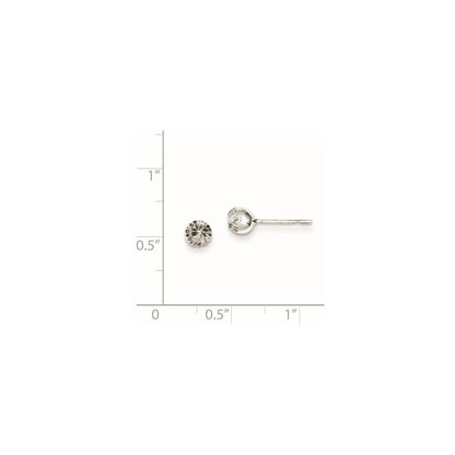 Sterling Silver Rhodium Plated 5mm Diamond Cut Post Earrings