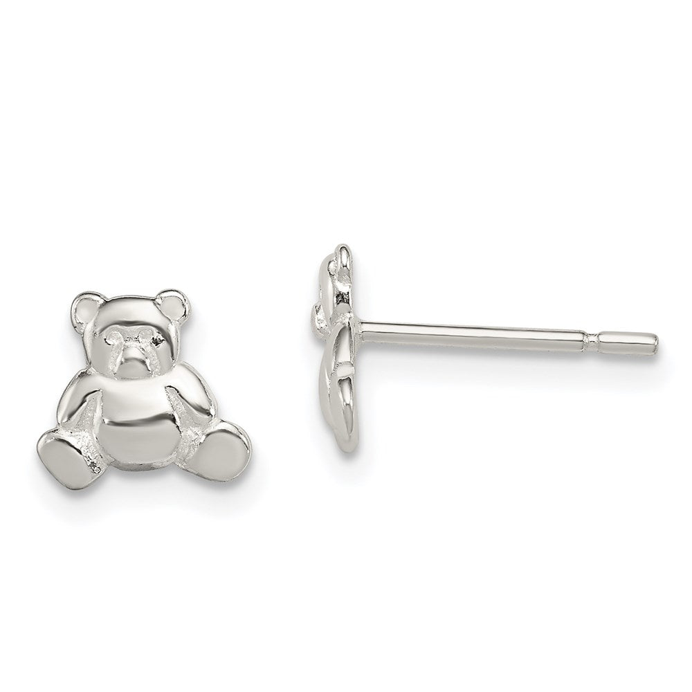 Sterling Silver Polished Teddy Bear Children'S Post Earrings