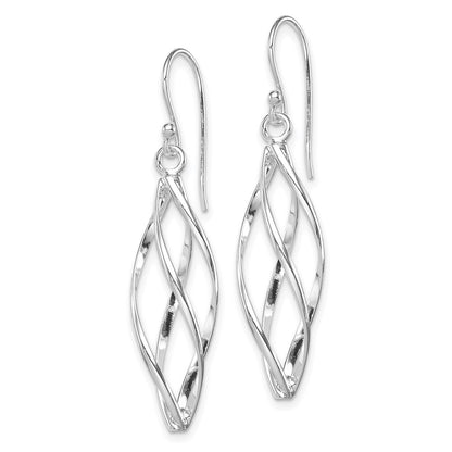 Sterling Silver Rhodium-Plated Polished Long Twisted Dangle Earrings