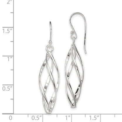 Sterling Silver Rhodium-Plated Polished Long Twisted Dangle Earrings