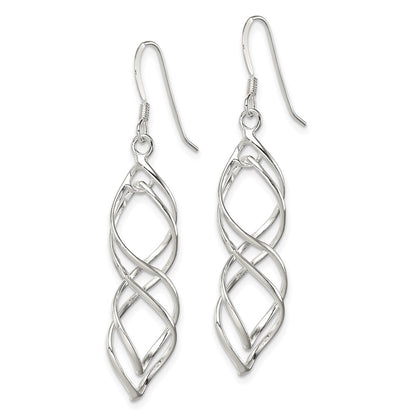 Sterling Silver Polished & Twisted Intertwined Dangle Earrings