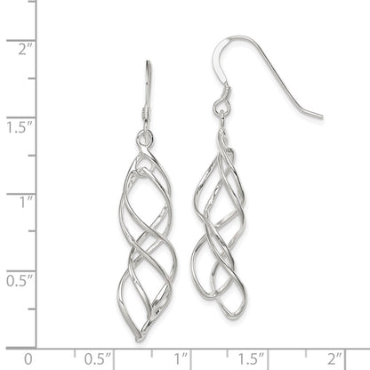 Sterling Silver Polished & Twisted Intertwined Dangle Earrings