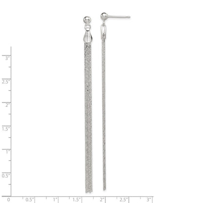 Sterling Silver Polished Fancy Long Linear Post Dangle Earrings