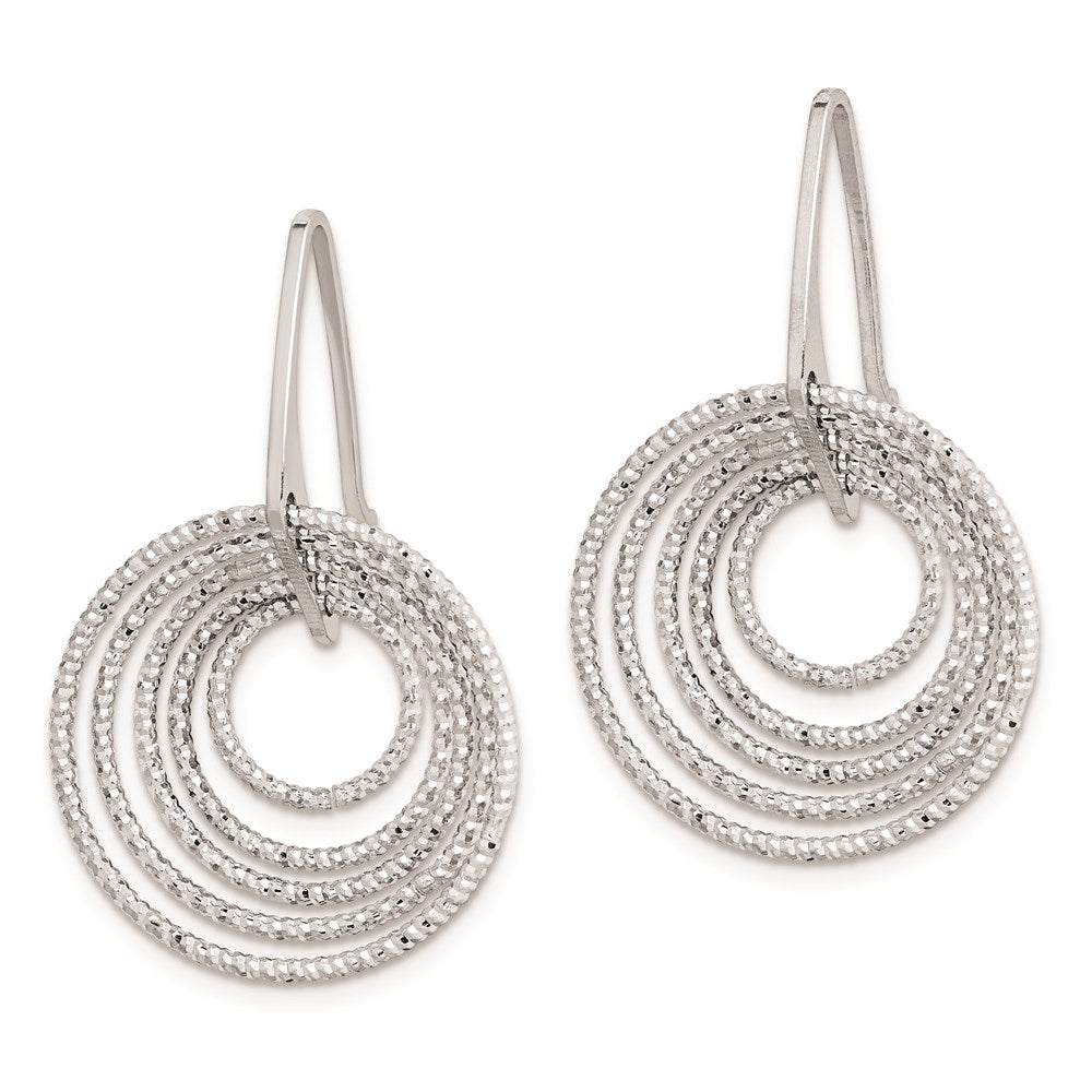 Sterling Silver Rhodium-Plated D/C Circles Dangle Earrings