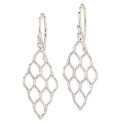 Sterling Silver Rhodium-Plated Polished Honeycomb Dangle Earrings