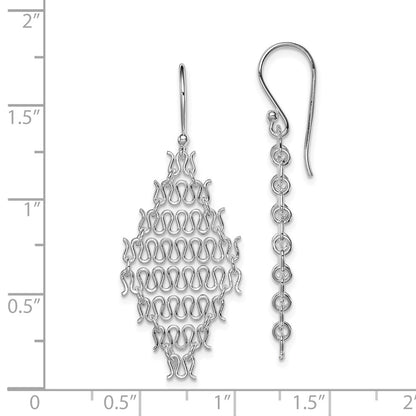 Sterling Silver Rhodium-Plated Polished Chain Link Dangle Earrings