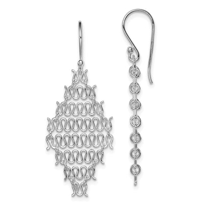 Sterling Silver Rhodium-Plated Polished Chain Link Dangle Earrings