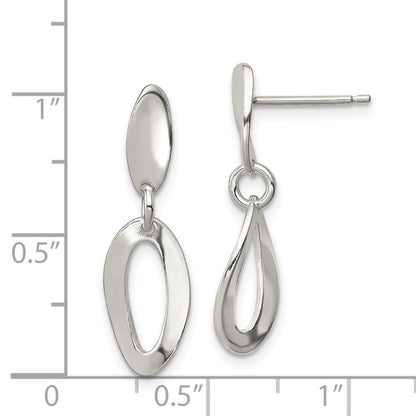 Sterling Silver Polished Curved Oval Post Dangle Earrings