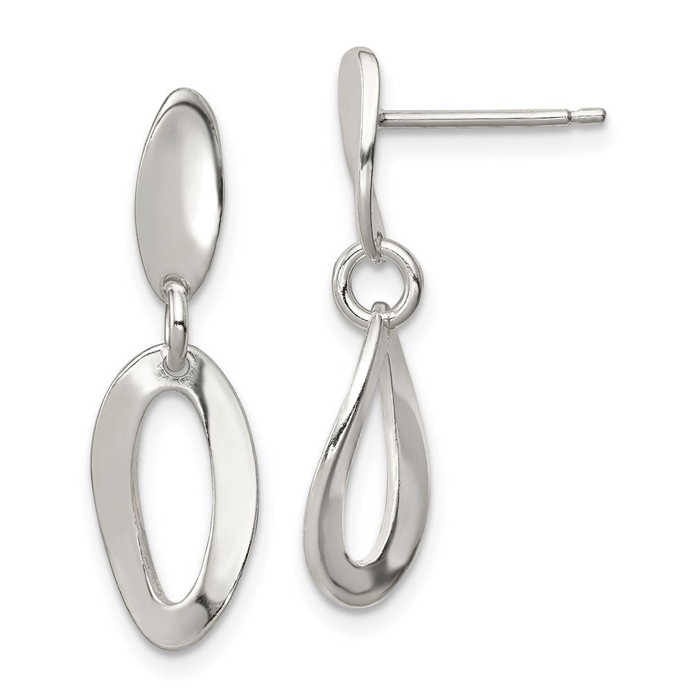 Sterling Silver Polished Curved Oval Post Dangle Earrings