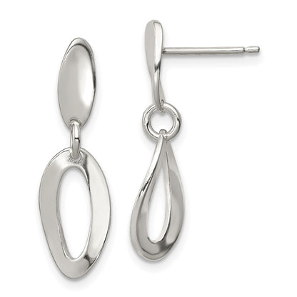 Sterling Silver Polished Curved Oval Post Dangle Earrings