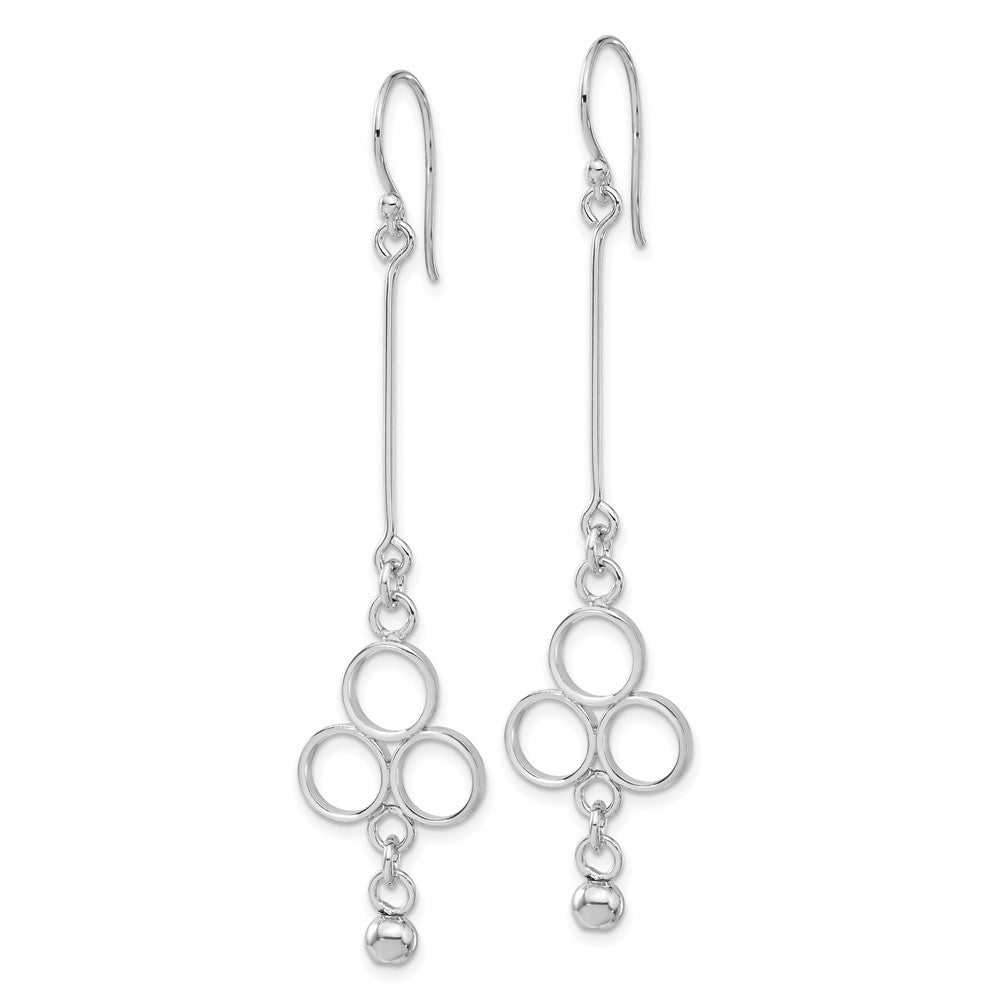 Sterling Silver Rhodium Plated Circles With Bead Dangle Earrings