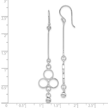 Sterling Silver Rhodium Plated Circles With Bead Dangle Earrings