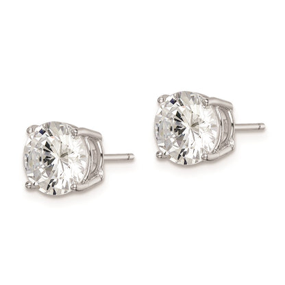 Sterling Silver Rhodium-Plated Polished Round 8mm Cz Stud Earrings