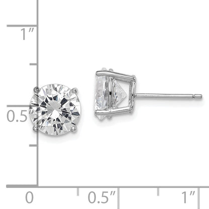Sterling Silver Rhodium-Plated Polished Round 8mm Cz Stud Earrings