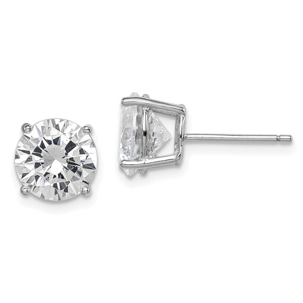Sterling Silver Rhodium-Plated Polished Round 8mm Cz Stud Earrings