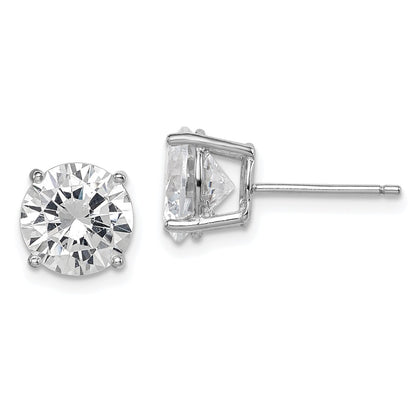 Sterling Silver Rhodium-Plated Polished Round 8mm Cz Stud Earrings