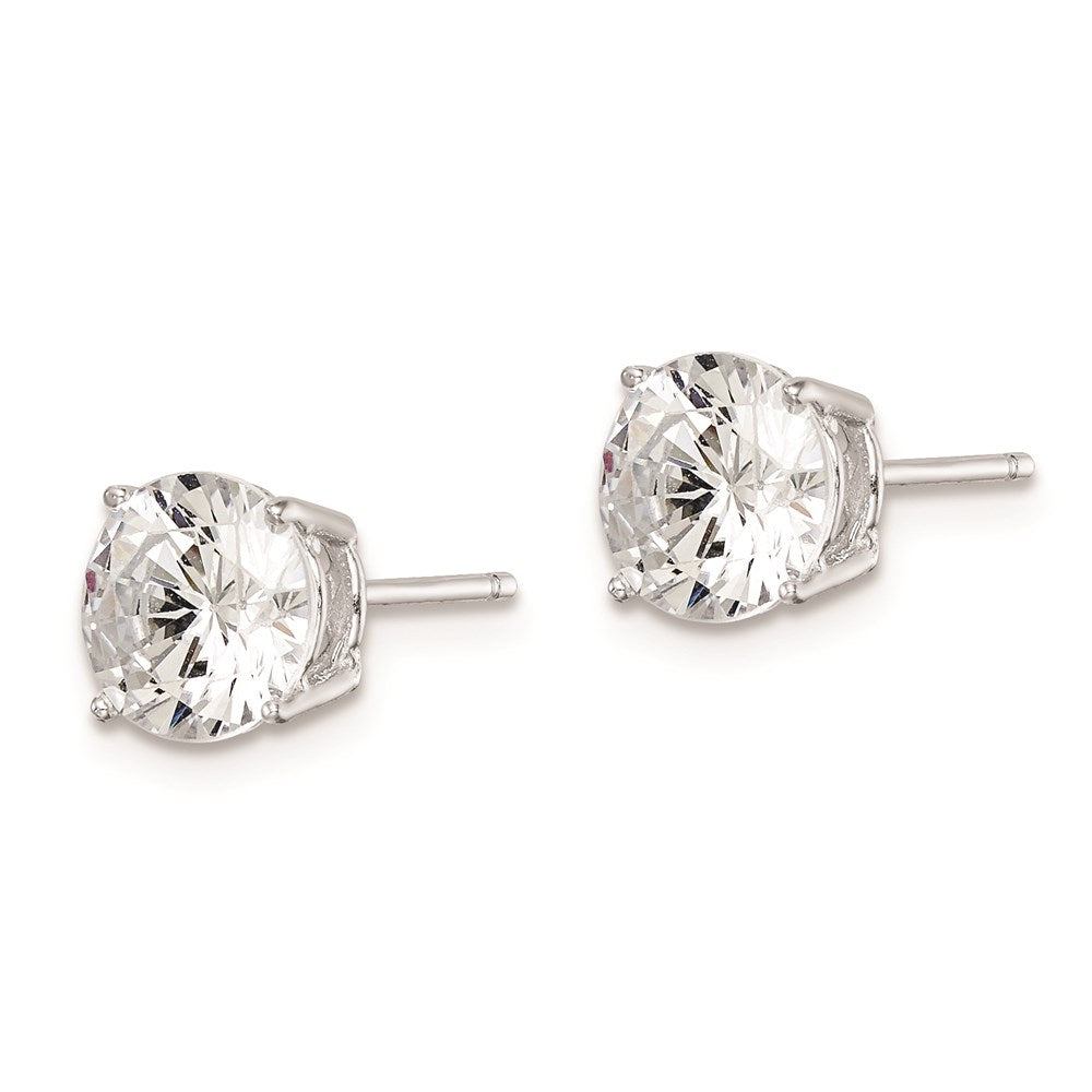 Sterling Silver Rhodium-Plated Polished Round 7mm Cz Stud Earrings