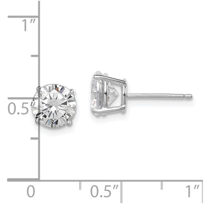 Sterling Silver Rhodium-Plated Polished Round 7mm Cz Stud Earrings