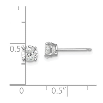 Sterling Silver Rhodium-Plated Polished Round 5mm Cz Stud Earrings
