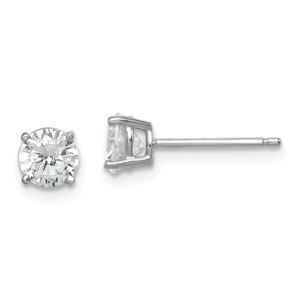 Sterling Silver Rhodium-Plated Polished Round 5mm Cz Stud Earrings