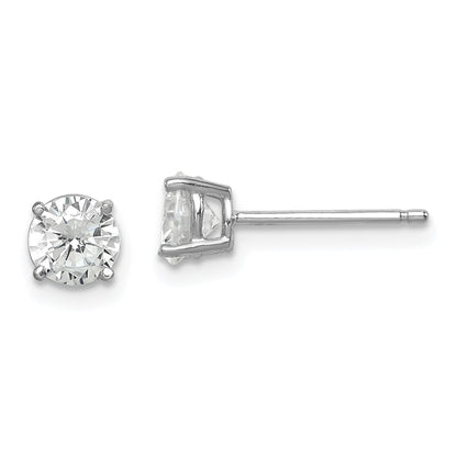 Sterling Silver Rhodium-Plated Polished Round 5mm Cz Stud Earrings