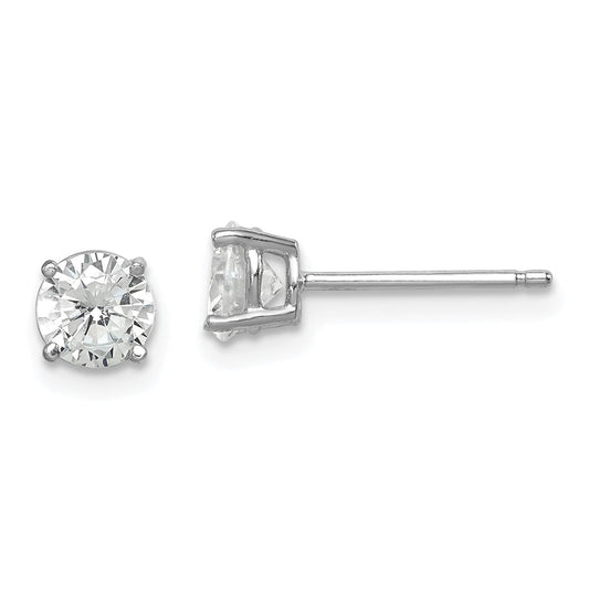 Sterling Silver Rhodium-Plated Polished Round 5mm Cz Stud Earrings