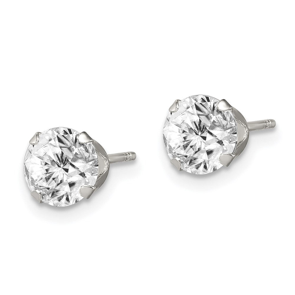 Sterling Silver Polished Round 6mm Cz Snap Set Stud Earrings