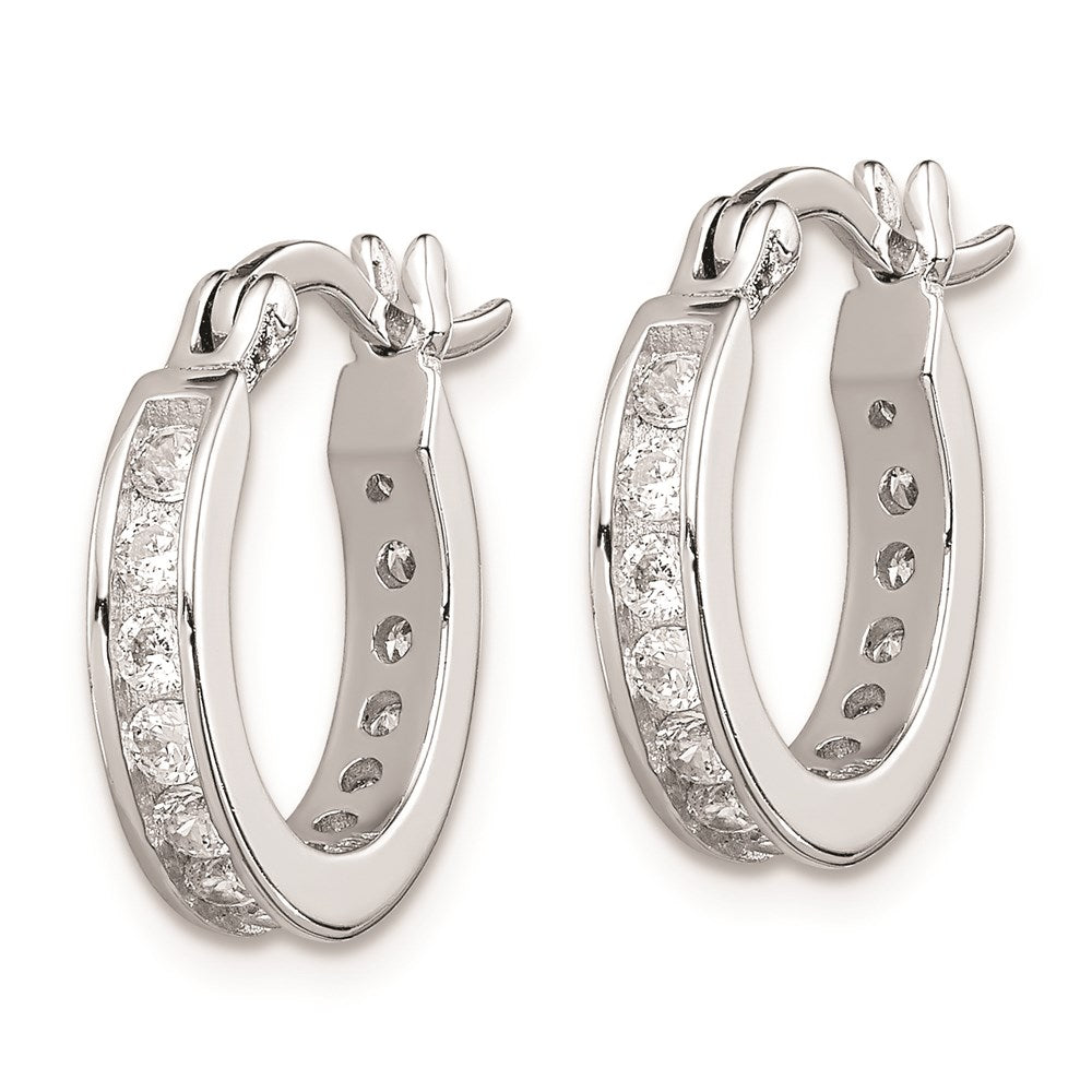 Sterling Silver Rhodium-Plated Cz Hoop Earrings