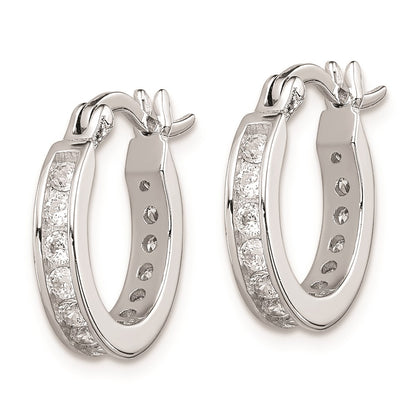 Sterling Silver Rhodium-Plated Cz Hoop Earrings