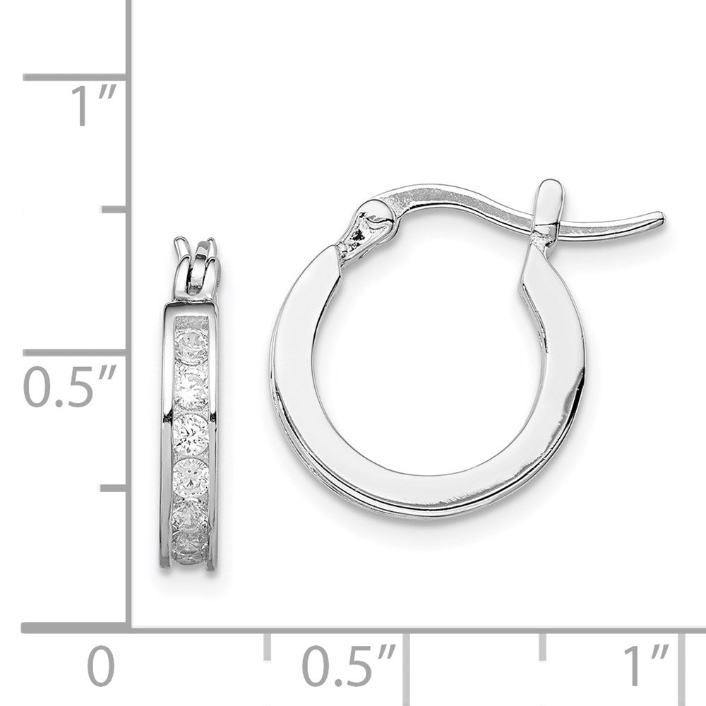 Sterling Silver Rhodium-Plated Cz Hoop Earrings
