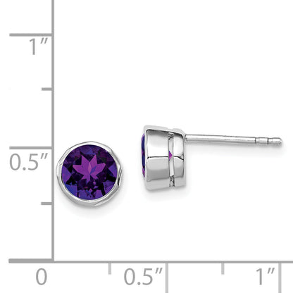 Sterling Silver Rhodium-Plated Amethyst Post Earrings
