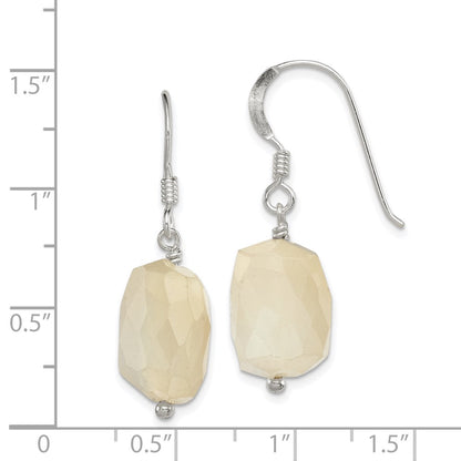 Sterling Silver Polished Faceted Moonstone Dangle Earrings