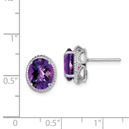 Sterling Silver Rhodium-Plated Amethyst Earrings