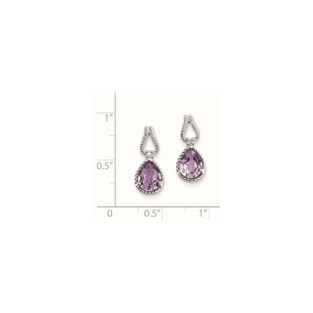 Sterling Silver Pink Quartz and Diamond Earrings