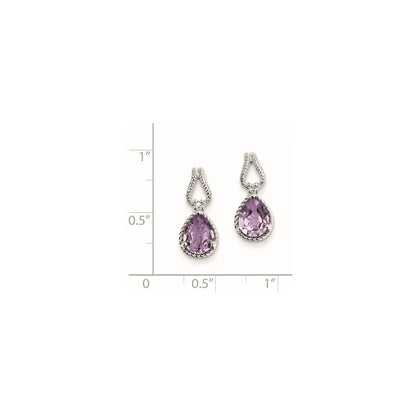 Sterling Silver Pink Quartz and Diamond Earrings