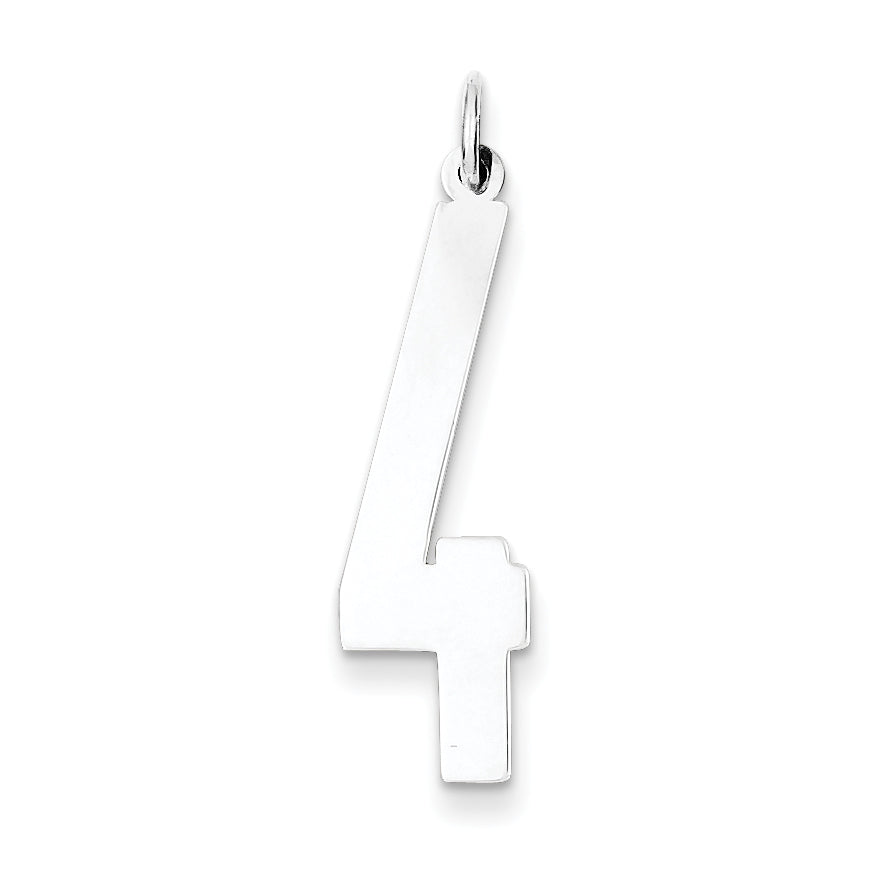 Sterling Silver Ss Large Elongated Polished Number 4