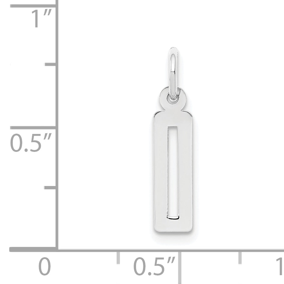 Sterling Silver Silver/Rhodium-Plated Elongated Polished Number 0 Charm